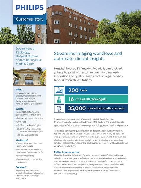 Titelseite des Erfahrungsberichts zur radiologischen Bildbefundung sowie zur Automatisierung der Handhabung klinischer Informationen am Hospital Nuestra Señora del Rosario (download .pdf)