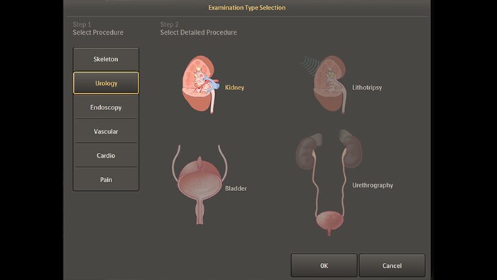 Anatomische Standardeinstellungen für urologische und endoskopische Verfahren