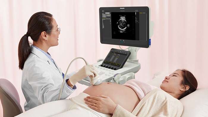 Ultrasound machine in use