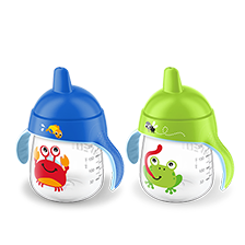 Trinkartikel f&uuml;r Kleinkinder: Trinklernbecher mit Krabben-Frosch-Dekor