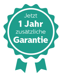 Garantie-Logo - jetzt 1 jahr zusätzliche garantie
