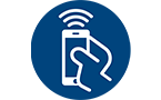 Kontrolle icon, Hand, die ein Mobiltelefon mit Fernsignal hält