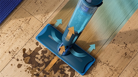 Philips OneUp saugt Schmutzwasser auf und pumpt sauberes Wasser auf den Boden