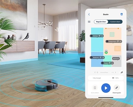 Philips HomeRun App, Telefondisplay mit Raumkartierungsfunktionen