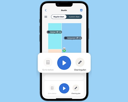 Philips HomeRun App, Telefondisplay mit Fernbedienungsoptionen des Roboters