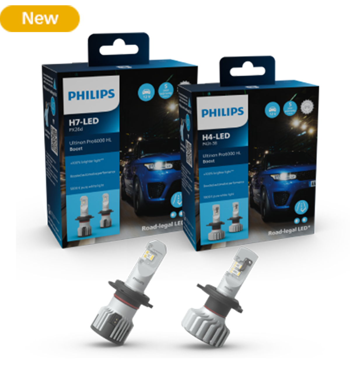 Philips Ultinon Pro6000 H4 LED für Ford Mustang l 1964-1973 mit  Straßenzulassung - 11342U6000X2