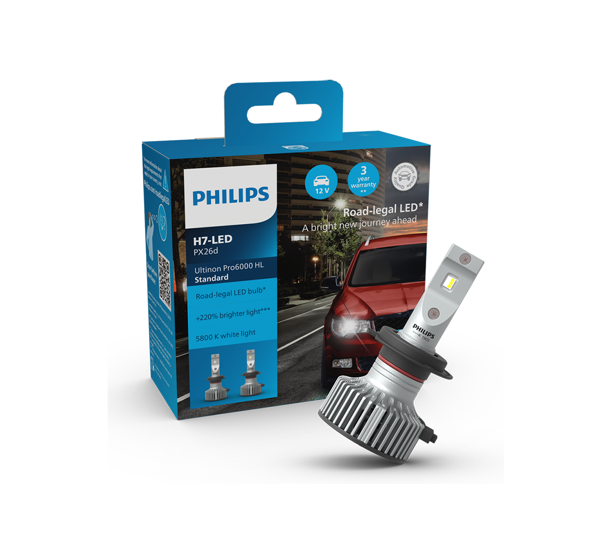 Philips Ultinon Pro6000 H7-LED Scheinwerferlampe mit Straßenzulassung, 230%  helleres Licht & Adapter-Ring - Typ H, Lampenhalterung, schwarz :  : Auto & Motorrad