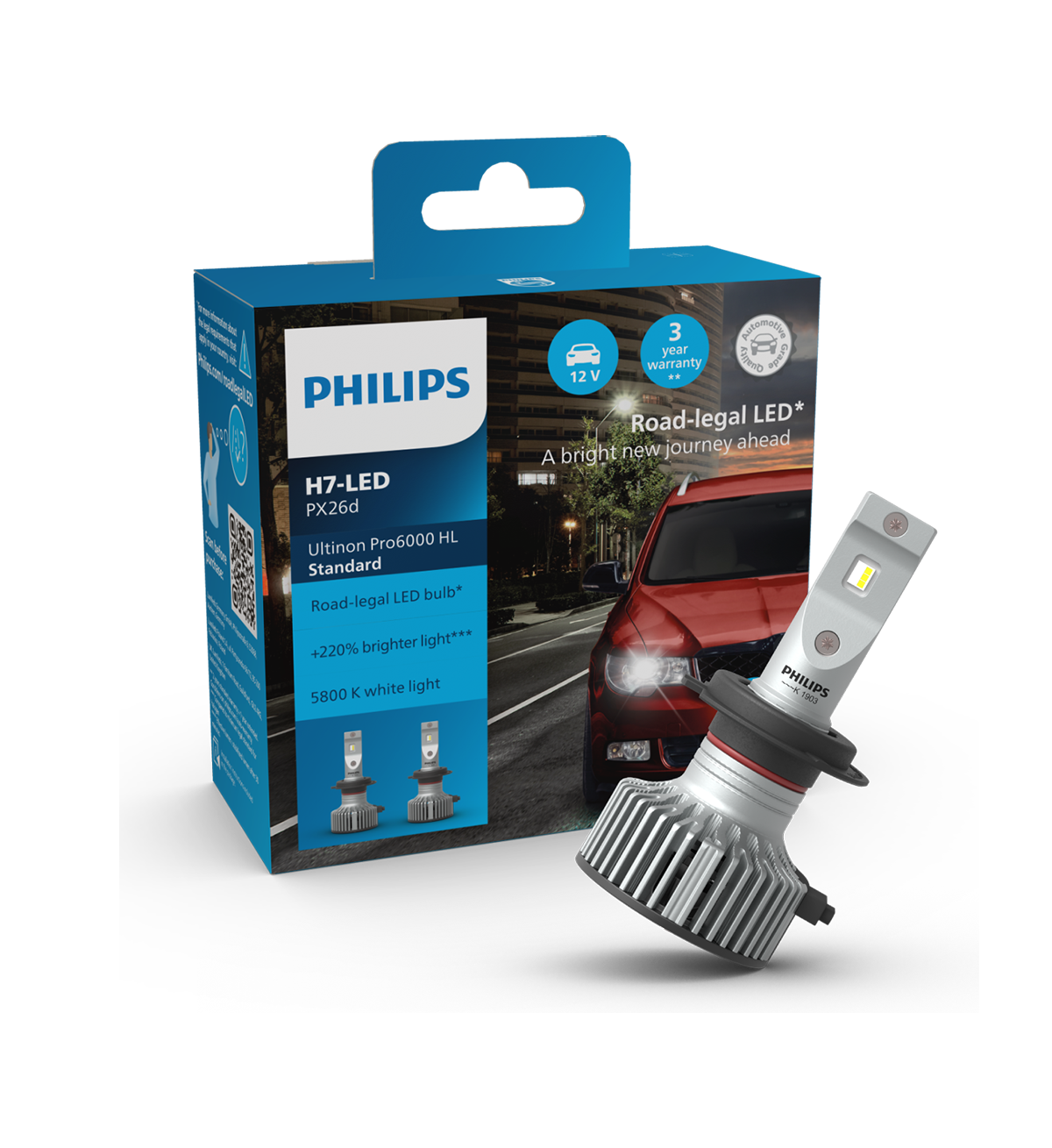 2x PHILIPS Ultinon Pro6000 HL Standard H7 LED Lampe mit