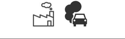 Symbole "Fabrik und Auto mit Abgasen"