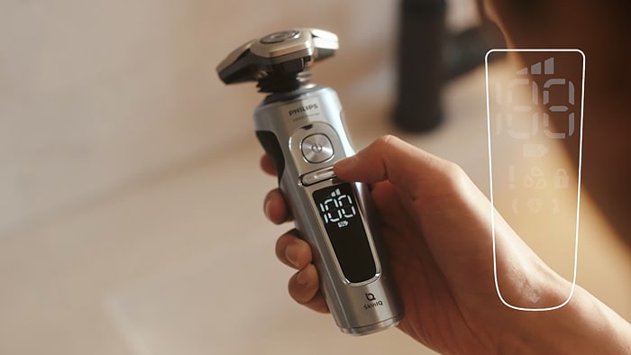 Navigation, Symbole und Anzeigen auf dem S9000 Shaver