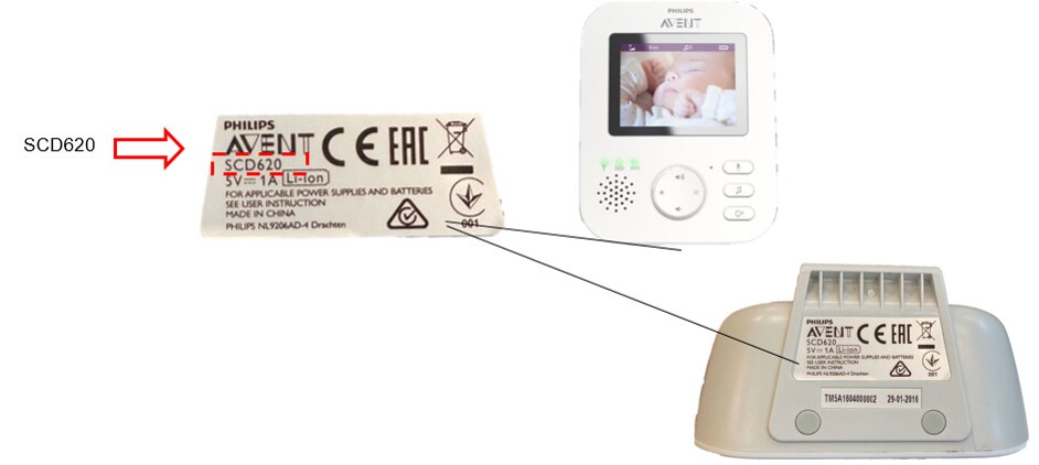 Philips Avent Video-Babyphone SCD620 – Produkttypennummer