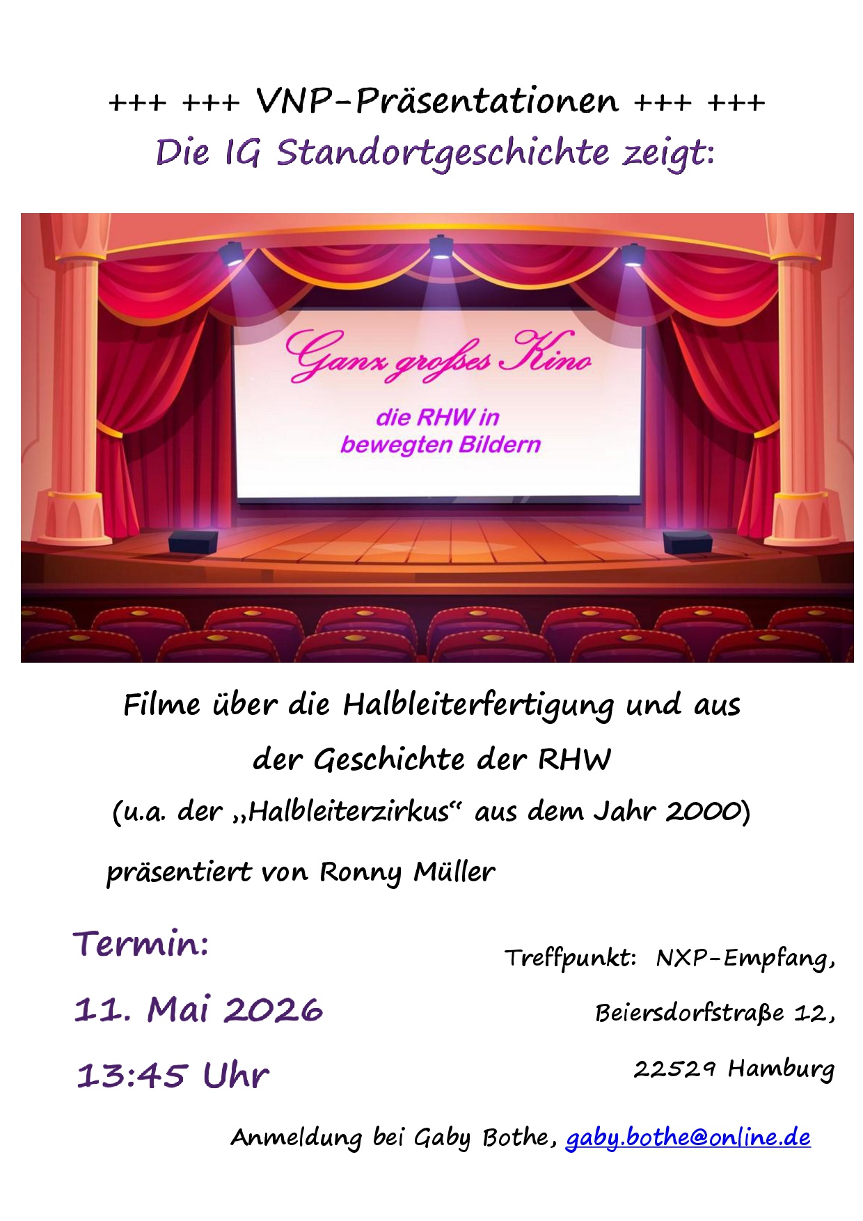 Vortrag &bdquo;Ganz gro&szlig;es Kino&ldquo; von Ronny M&uuml;ller am 11. Mai 2026