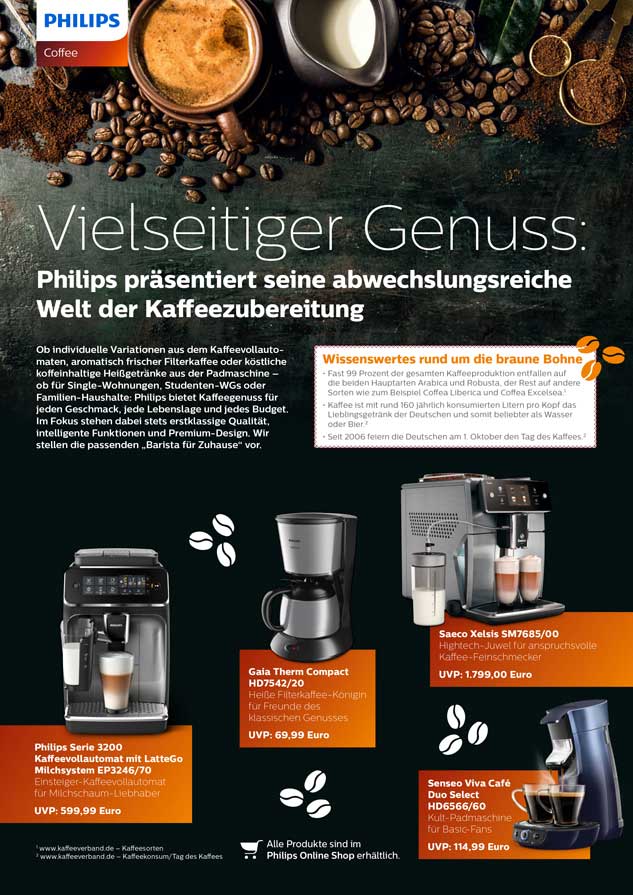 Philips vielfältige Kaffeezubereitung