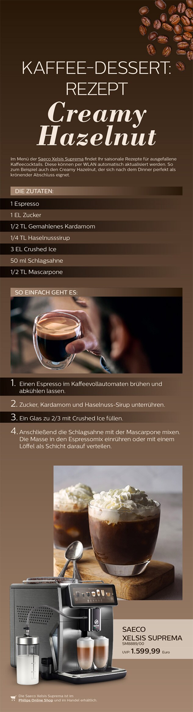 Philips Themensheet Saeco Xelsis Suprema: Rezept „Creamy Hazelnut“ download pdf