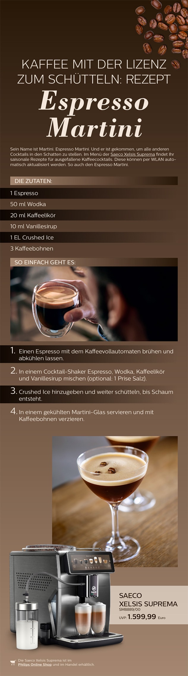 Philips Themensheet Saeco Xelsis Suprema: Rezept „Espresso Martini“