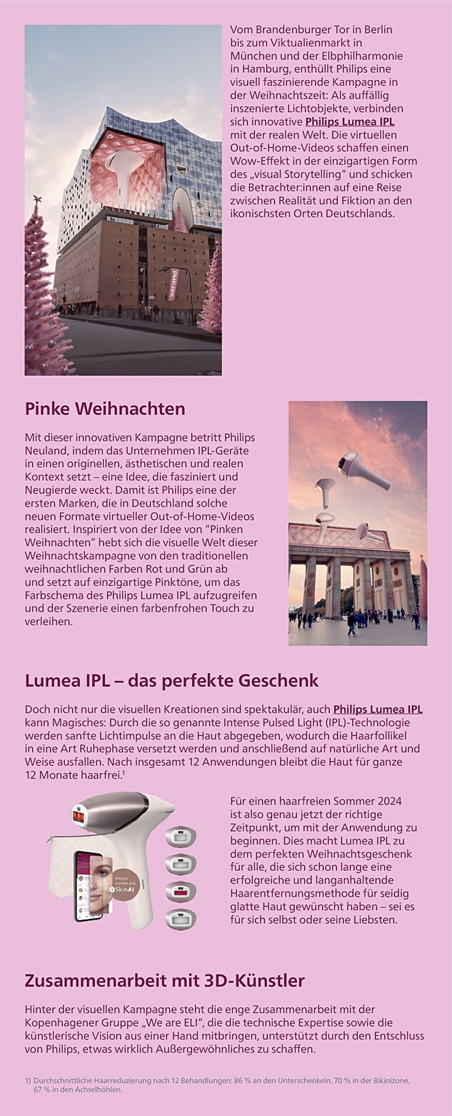 Philips Themensheet - Philips Lumea IPL setzt mit einer kreativen Kampagne erstmals auf visuelle Magie an ikonischen Plätzen Deutschlands