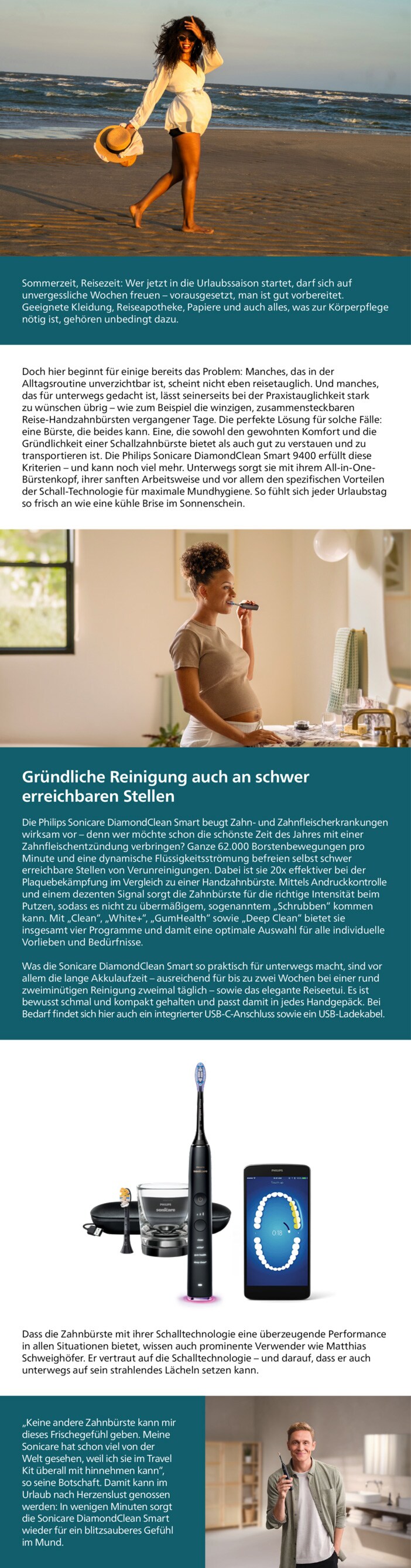 Philips Pressemitteilung Sonicare DiamondClean Smart: optimale Reisebegleitung für urlaubsfrische Mundhygiene