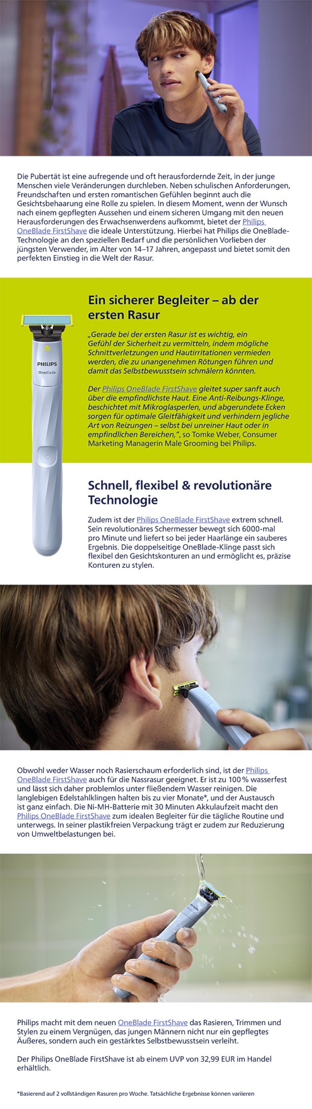 Philips Pressemitteilung - Jetzt neu: Philips OneBlade First Shave
