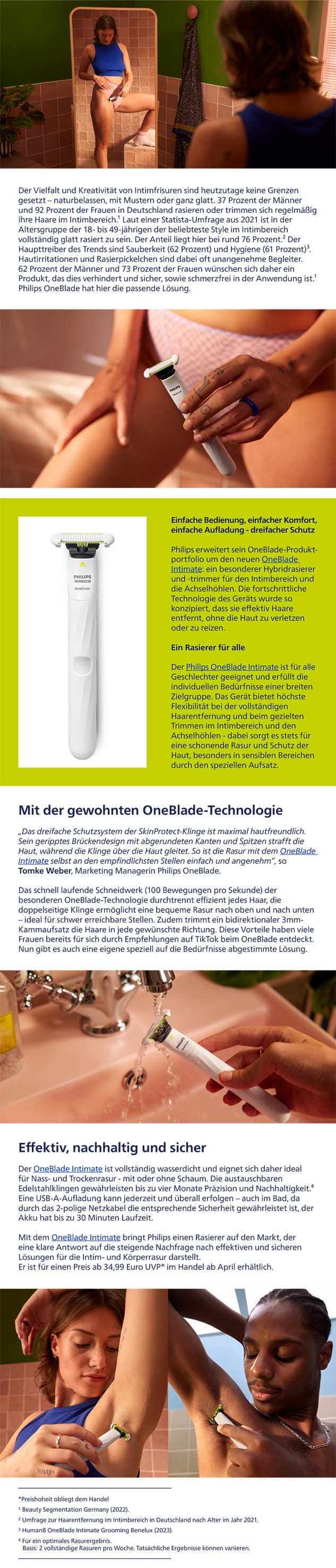 Themensheet Philips OneBlade Intimate 2025